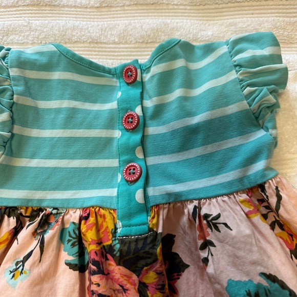 Matilda Jane floral with blue stripes dress size 6-12 months buttons in back - Picture 4 of 5